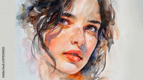Elegant watercolor portraits with beautiful color blending