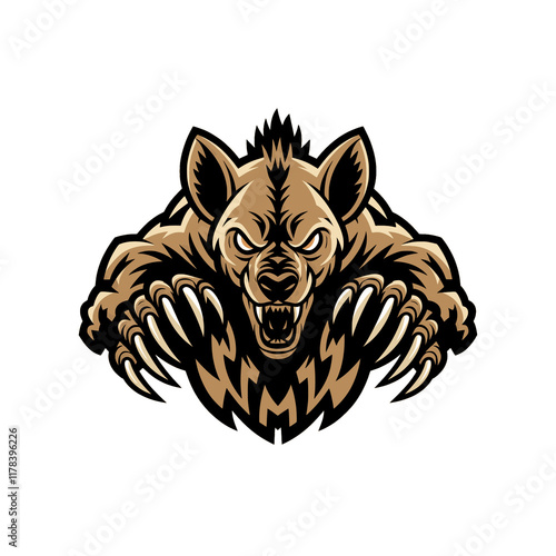 hyena attacking pose with claws design logo