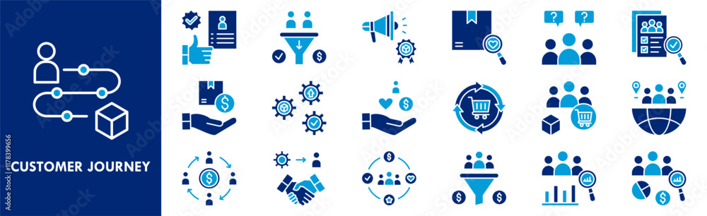 Customer Journey icon collection set. Containing design marketing, journey, customer, concept, business Customer Journey icon collection set. Containing design marketing, journey, customer, concept, business