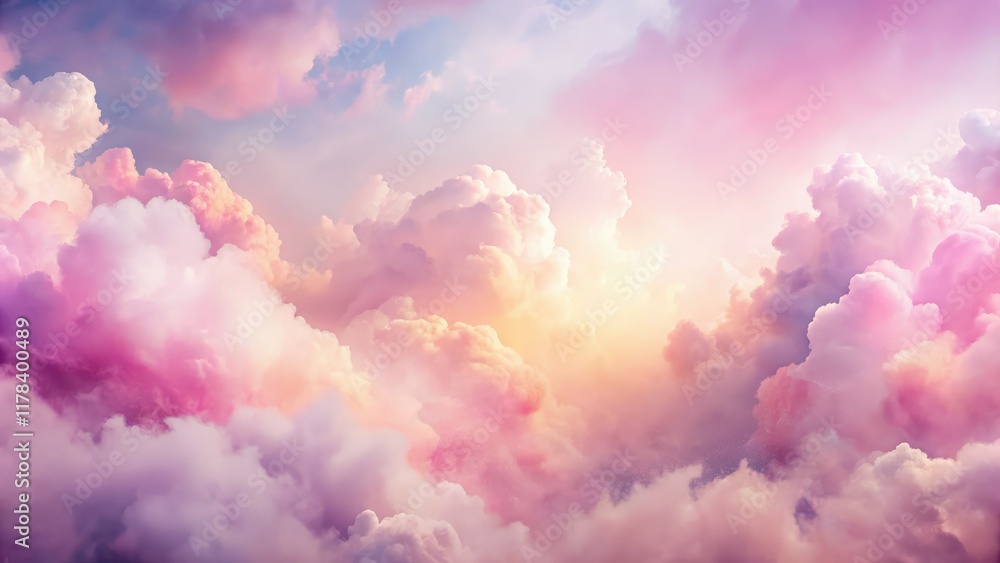 Fototapeta premium Abstract Light Pink Watercolor Sky, Blurred Panoramic Background