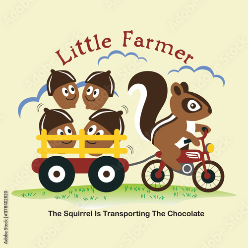 squirrel and family riding bikes,design cartoon vector illustration