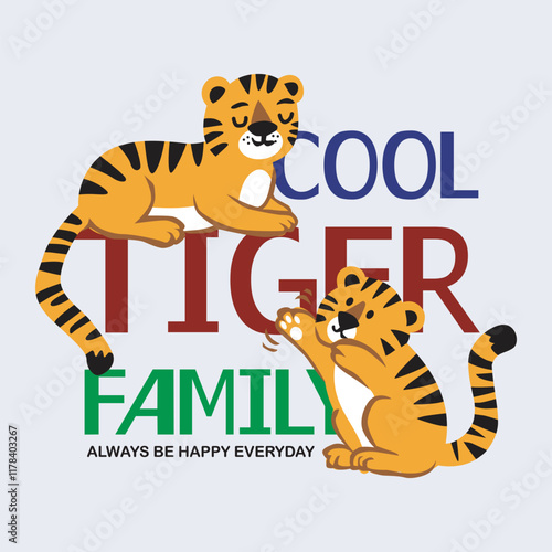 cool tiger family design cartoon vector illustration