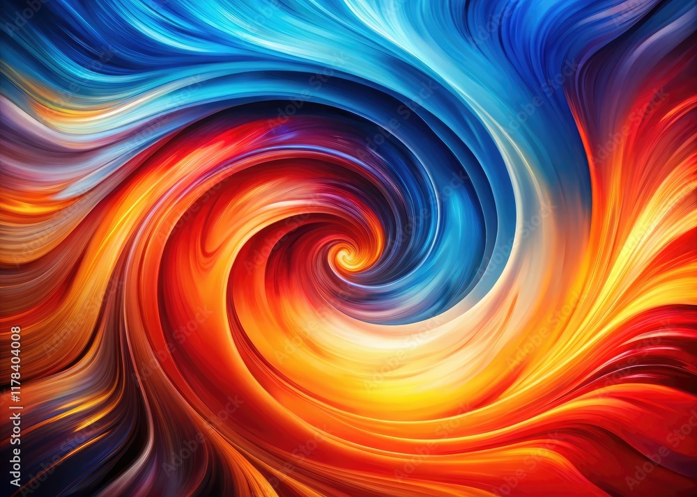 Obraz premium Abstract Swirling Colors, Orange Red to Blue, Copy Space