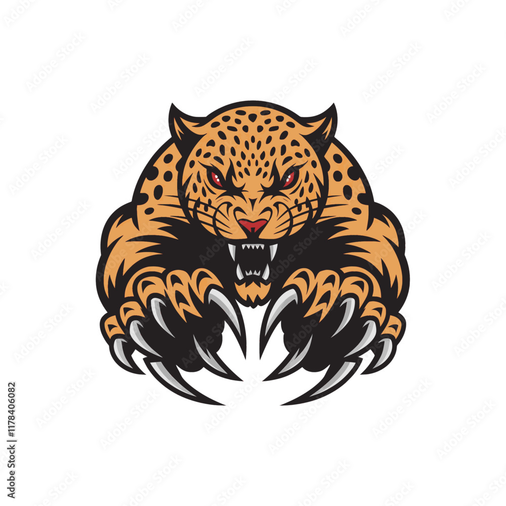leopard attacking pose with claws design logo illustration leopard attacking pose with claws design logo illustration