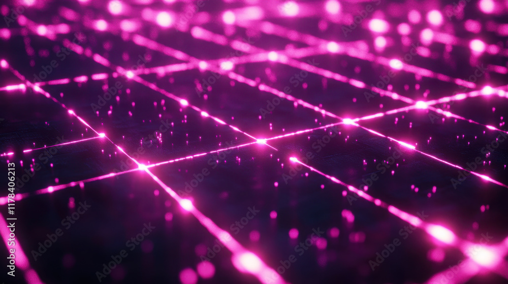 Obraz premium vibrant black grid illuminated by pink neon lights creates stunning 80s style aesthetic, evoking sense of nostalgia and energy
