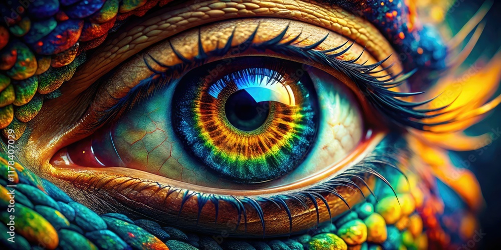 Obraz premium Aerial Eye Closeup: Mesmerizing Gaze, AI Generated Art