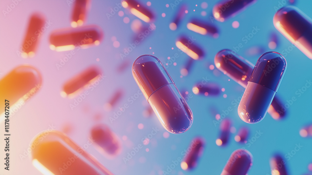 © namdarcreative - Blue capsule on light blue background, healthcare