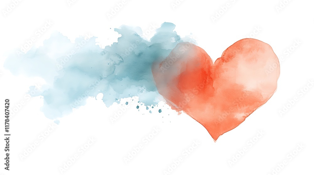 Watercolor Heart, Abstract Love Design - Abstract art Watercolor Heart, Abstract Love Design - Abstract art