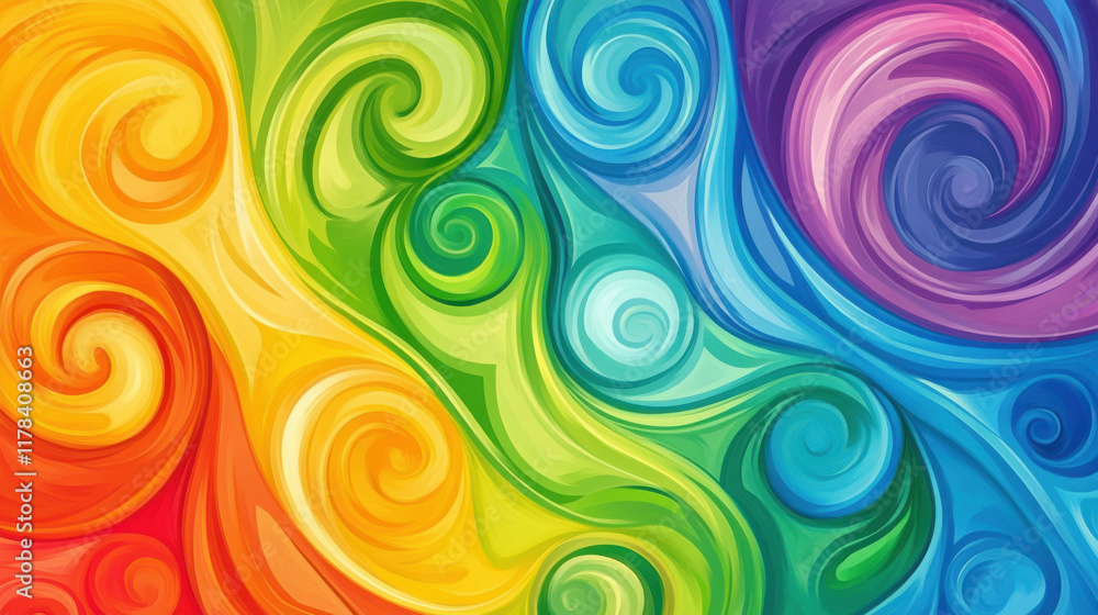 Vibrant Rainbow Swirls Abstract Background for Art and Fashion Design, Dynamic Creativity Energy Boost Vibrant Rainbow Swirls Abstract Background for Art and Fashion Design, Dynamic Creativity Energy Boost
