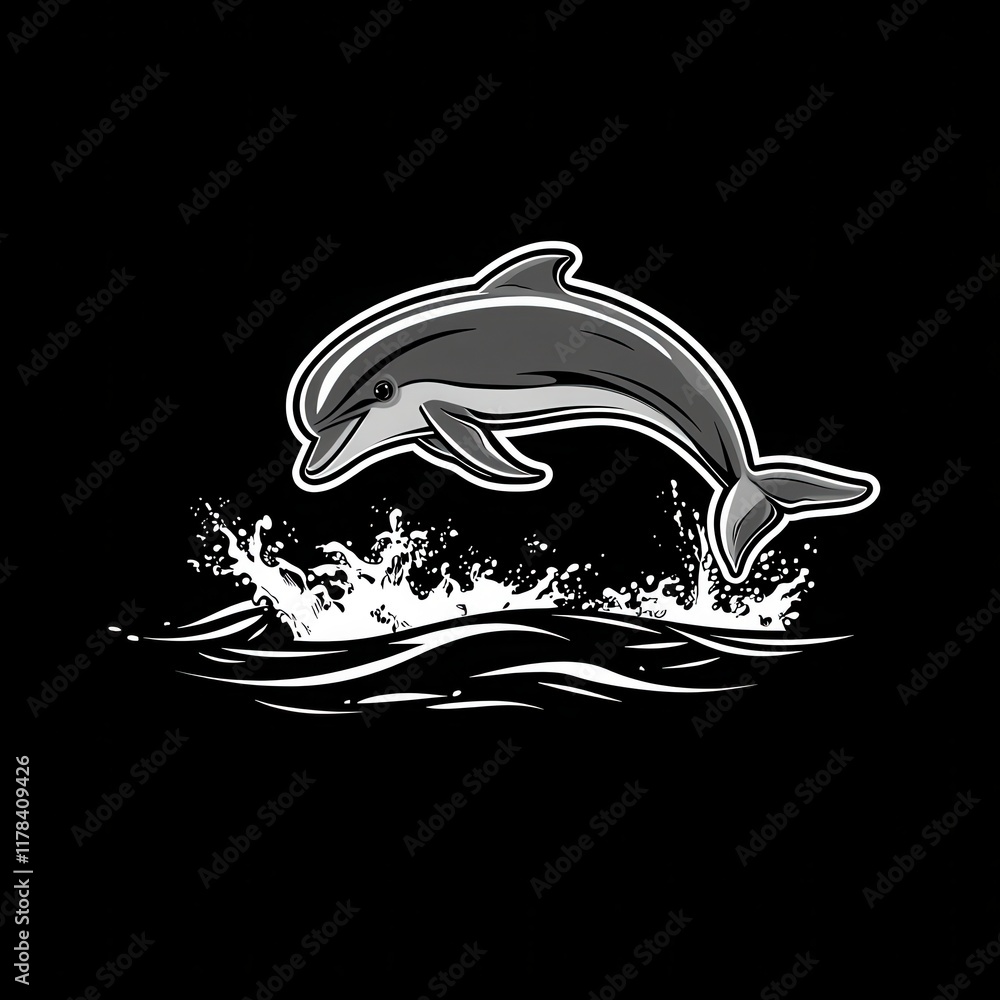 Fototapeta premium Dynamic Dolphin Jumping Out of Water with Splash Effect