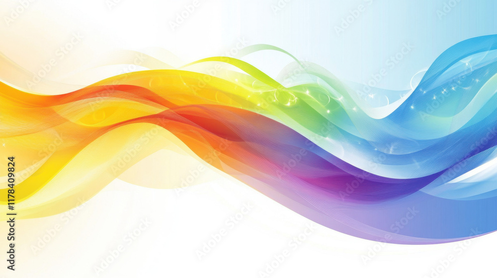 Fototapeta premium Vibrant Rainbow Swirls Abstract Background for Art and Fashion Design, Dynamic Creativity Energy Boost