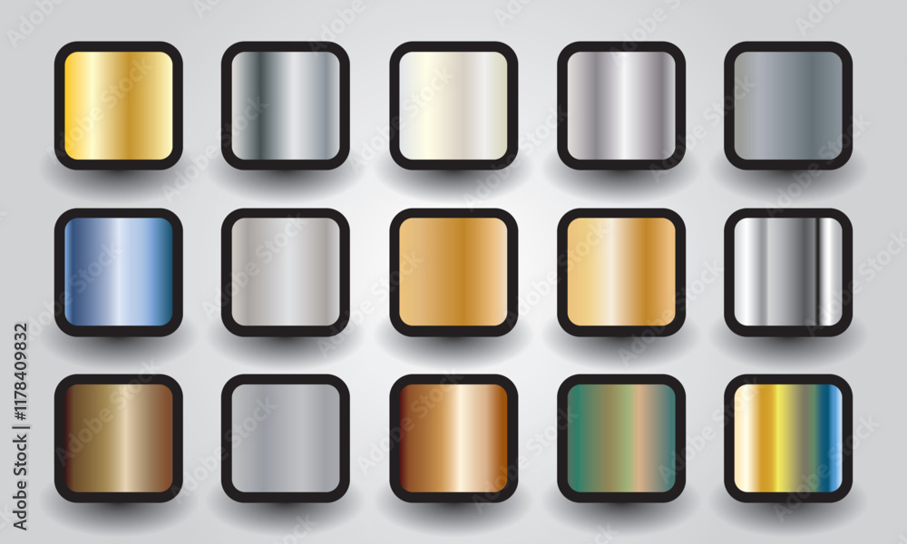 Collection of gradient metals colour pallet. Colour palette trends for illustration Collection of gradient metals colour pallet. Colour palette trends for illustration