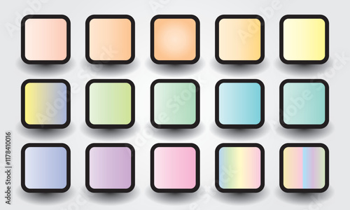 Collection of gradient pastels colour pallet. Colour palette trends for illustration