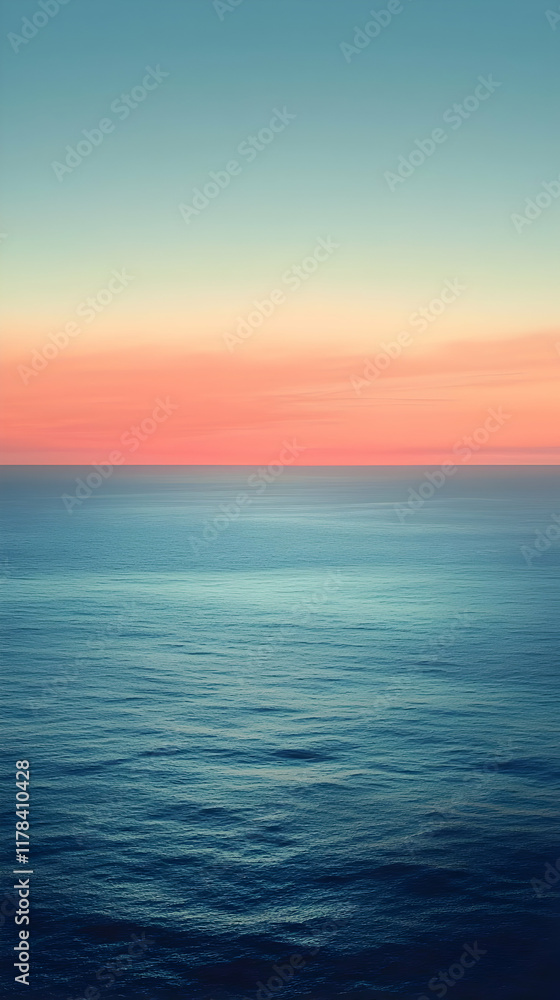 Ocean Sunset: Calm Waters, Pink Sky, Tranquil Scene Ocean Sunset: Calm Waters, Pink Sky, Tranquil Scene