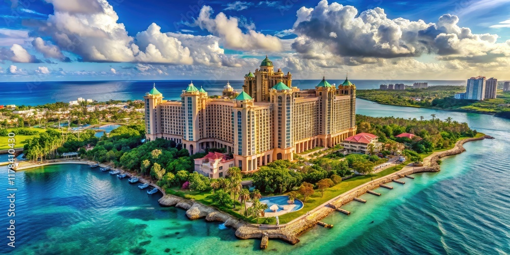Fototapeta premium Aerial Urban Exploration Atlantis Paradise Island Nassau Bahamas