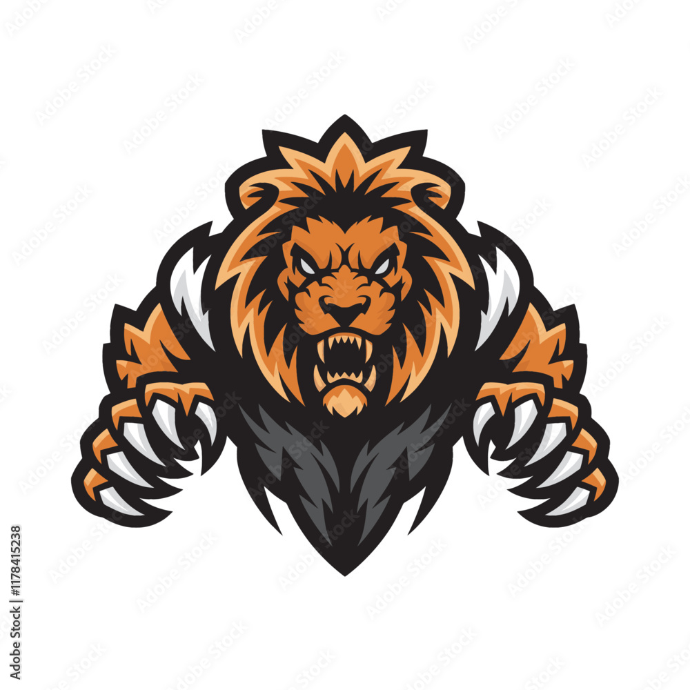 Fototapeta premium lion head pose design flat illustration logo