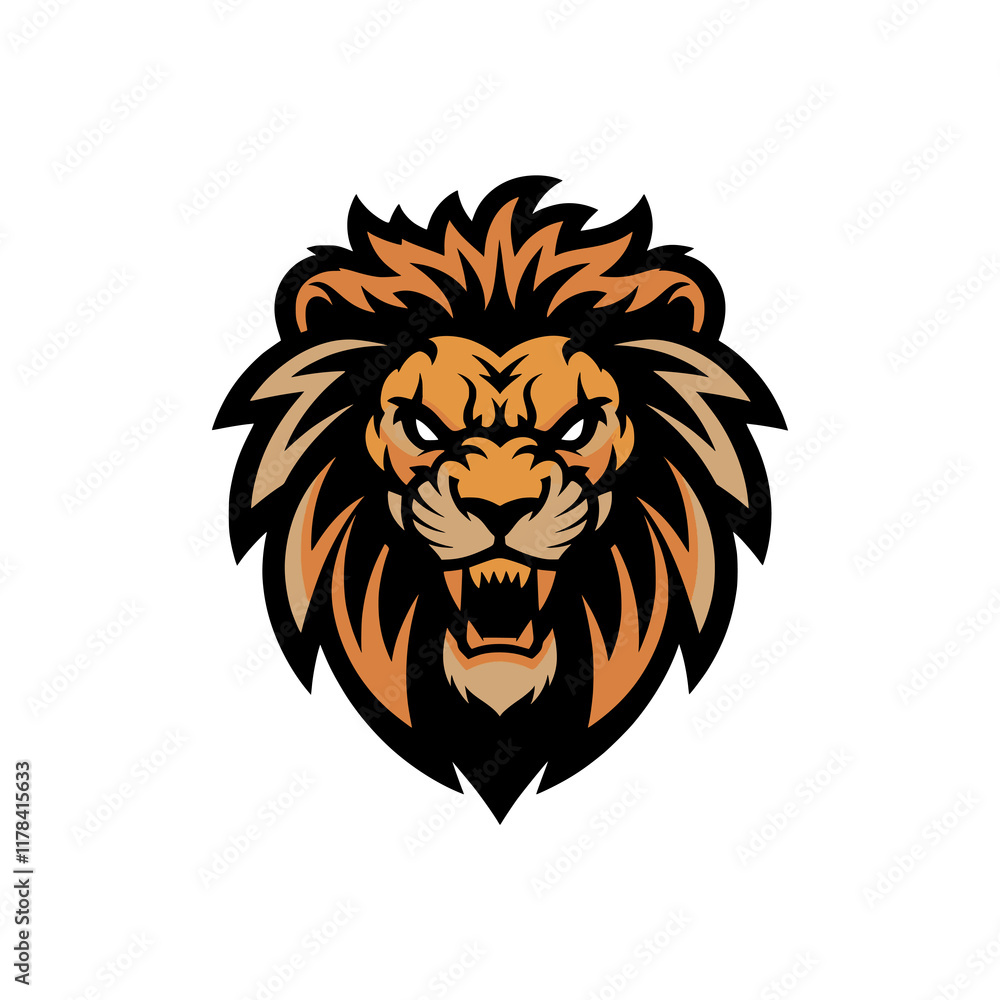 Obraz premium lion head pose design illustration logo