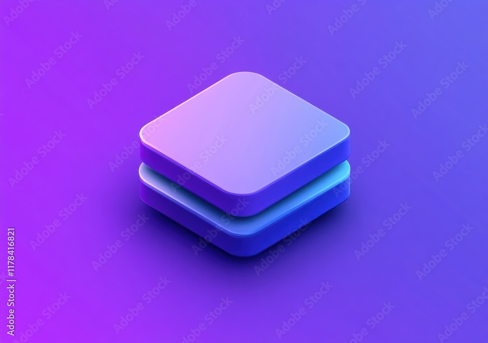 Two stacked gradient purple square blocks. Two stacked gradient purple square blocks.