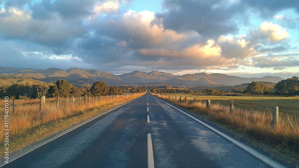 Serene view of Bealey, New Zealand, with clouds over State Highway 73 and majestic mountains Serene view of Bealey, New Zealand, with clouds over State Highway 73 and majestic mountains