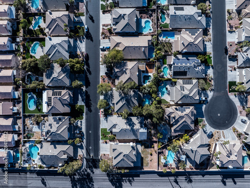 Aerial View of Suburban Landscape in Las Vegas
