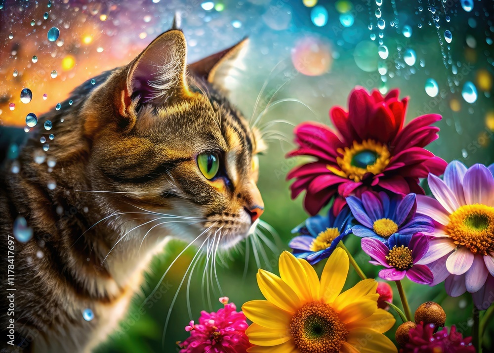 AI Macro Cat Flowers, Beautiful Close-up Photography AI Macro Cat Flowers, Beautiful Close-up Photography