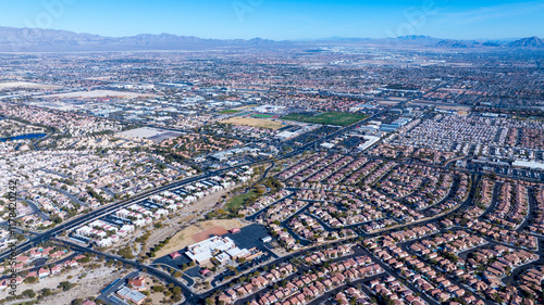 Top-Down View of Las Vegas Residential Neighborhood photo