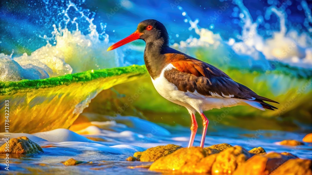 Obraz premium American Oystercatcher on Coastal Shore - AI Fashion Photography
