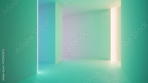 Abstract Pastel Room With Neon Light Accents