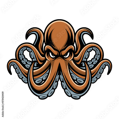 octopus pose angry design logo illustration photo