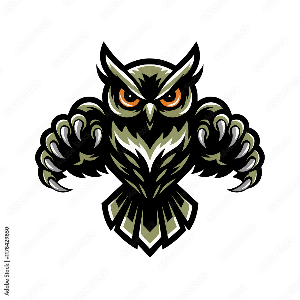 Fototapeta premium owl flying pose with claws design illustration logo