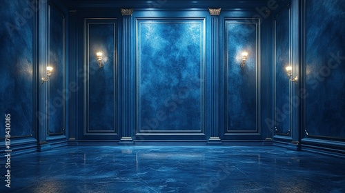 Elegant Blue Room Interior Design With Gold Accents