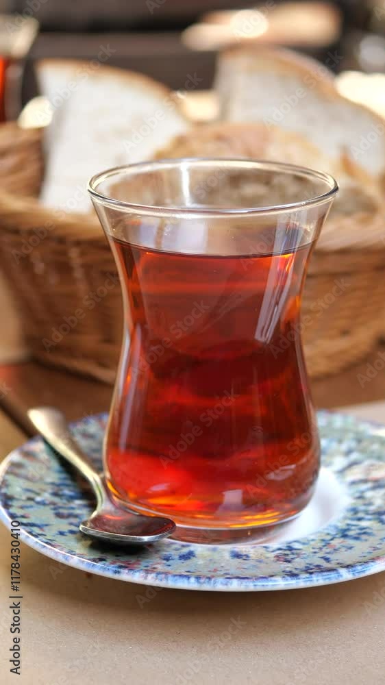 Traditional turkish tea on white table . Traditional turkish tea on white table .