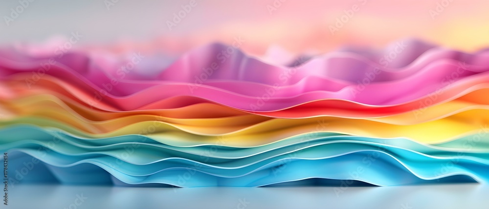 Colorful Layers of Wavy Paper Texture in Soft Pastel Shades for Background or Design Use Colorful Layers of Wavy Paper Texture in Soft Pastel Shades for Background or Design Use