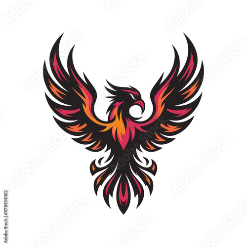phoenix fire flying design logo