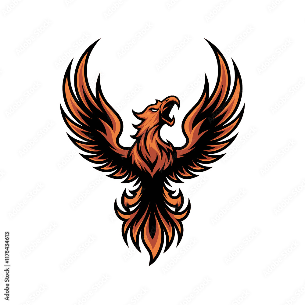 Obraz premium phoenix fire flying illustration design logo