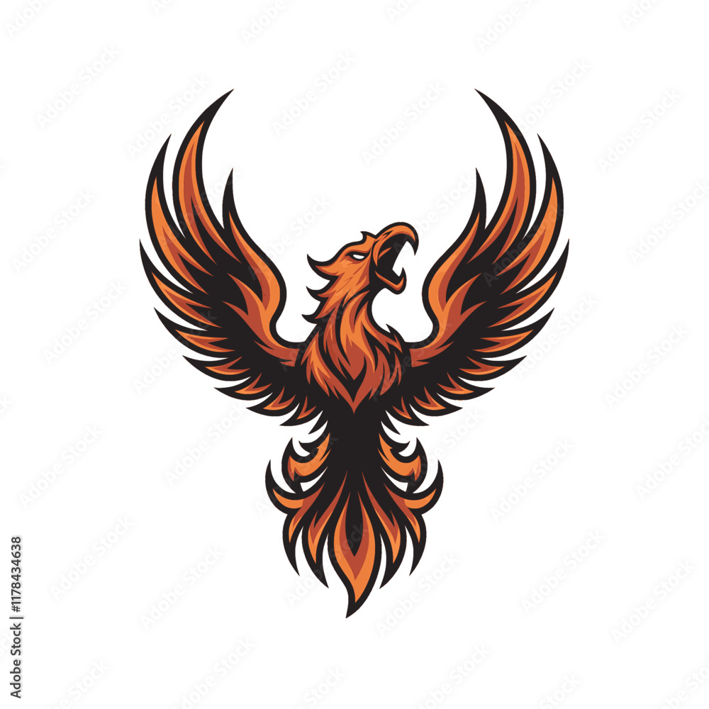 Obraz premium phoenix fire flying illustration design logo