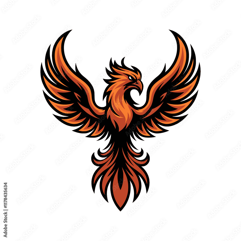 Fototapeta premium phoenix fire pose flying illustration logo