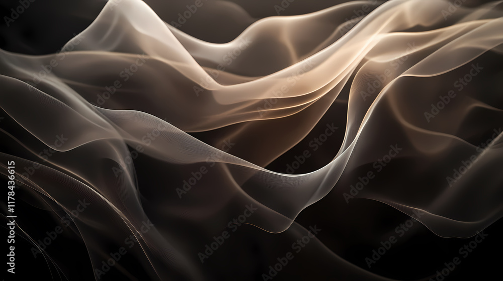 Fototapeta premium Golden light waves on black background