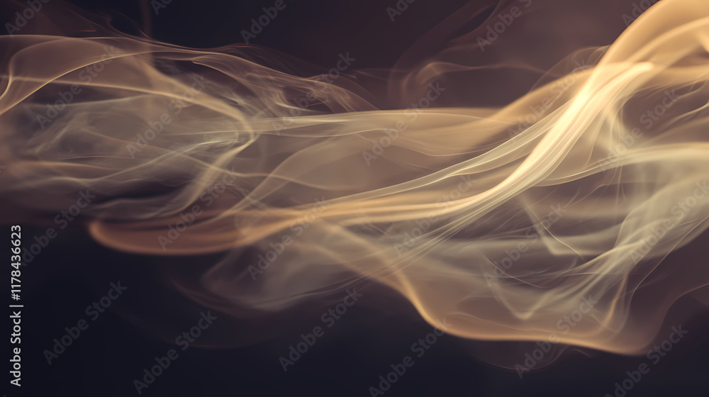 Fototapeta premium Golden light waves on black background