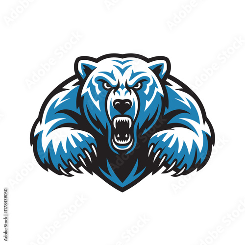 polar bear attacking pose with claws design logo on white background