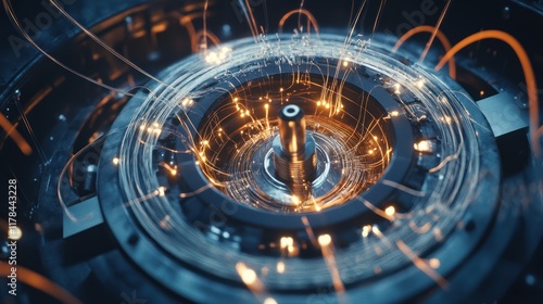 Wallpaper Mural Abstract technological circular mechanism with glowing energy. Torontodigital.ca