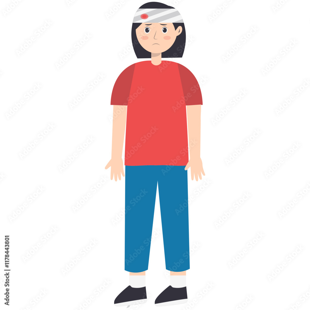 Female Injury and Pain Illustration in Flat Cartoon Design. Isolated Vector Character Female Injury and Pain Illustration in Flat Cartoon Design. Isolated Vector Character