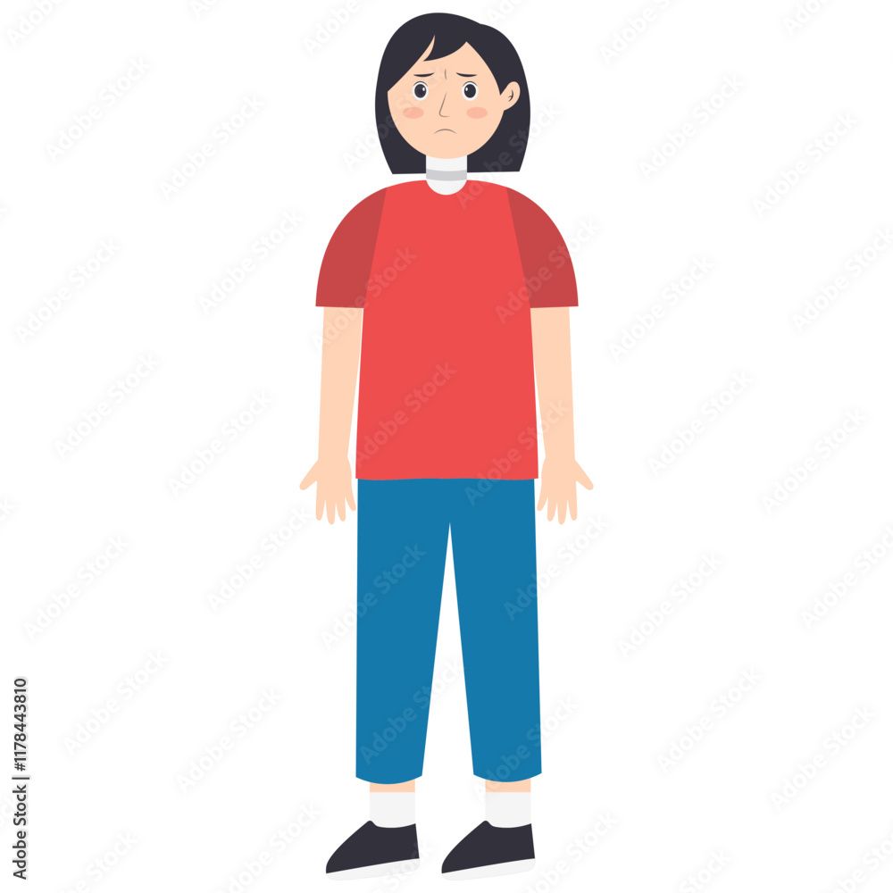 Female Injury and Pain Illustration in Flat Cartoon Design. Isolated Vector Character Female Injury and Pain Illustration in Flat Cartoon Design. Isolated Vector Character