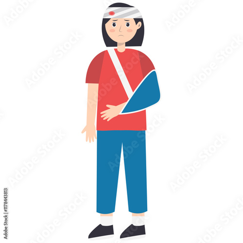 Female Injury and Pain Illustration in Flat Cartoon Design. Isolated Vector Character