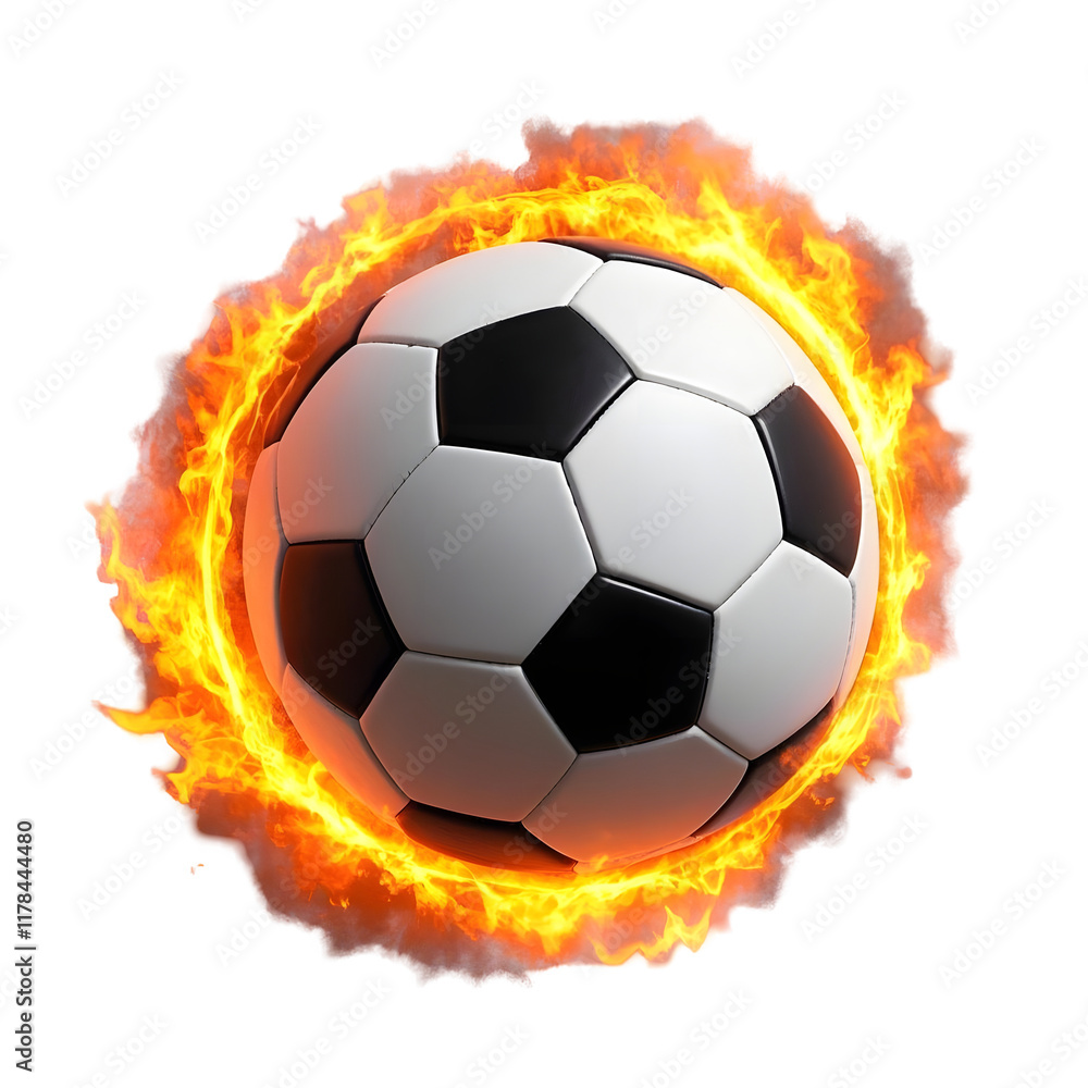 Fototapeta premium Fiery soccer ball a dramatic visual for sports
