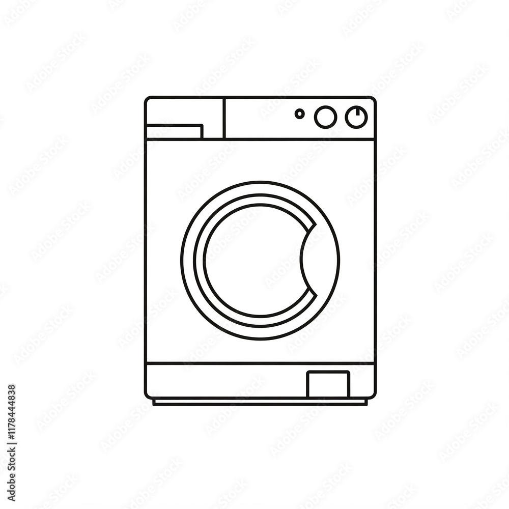 A washing machine in black and white. A washing machine in black and white.