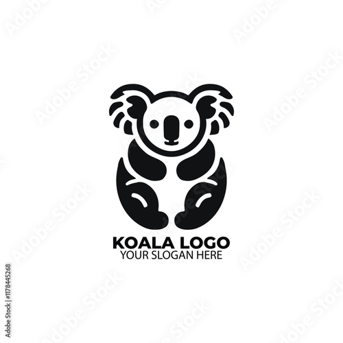 flat minimalist logo of a koala