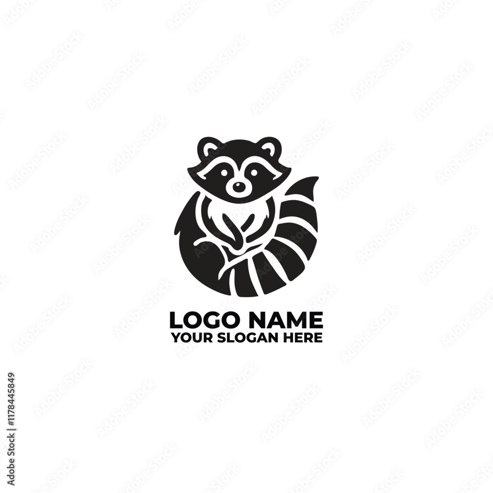 flat minimalist logo of a raccoon flat minimalist logo of a raccoon