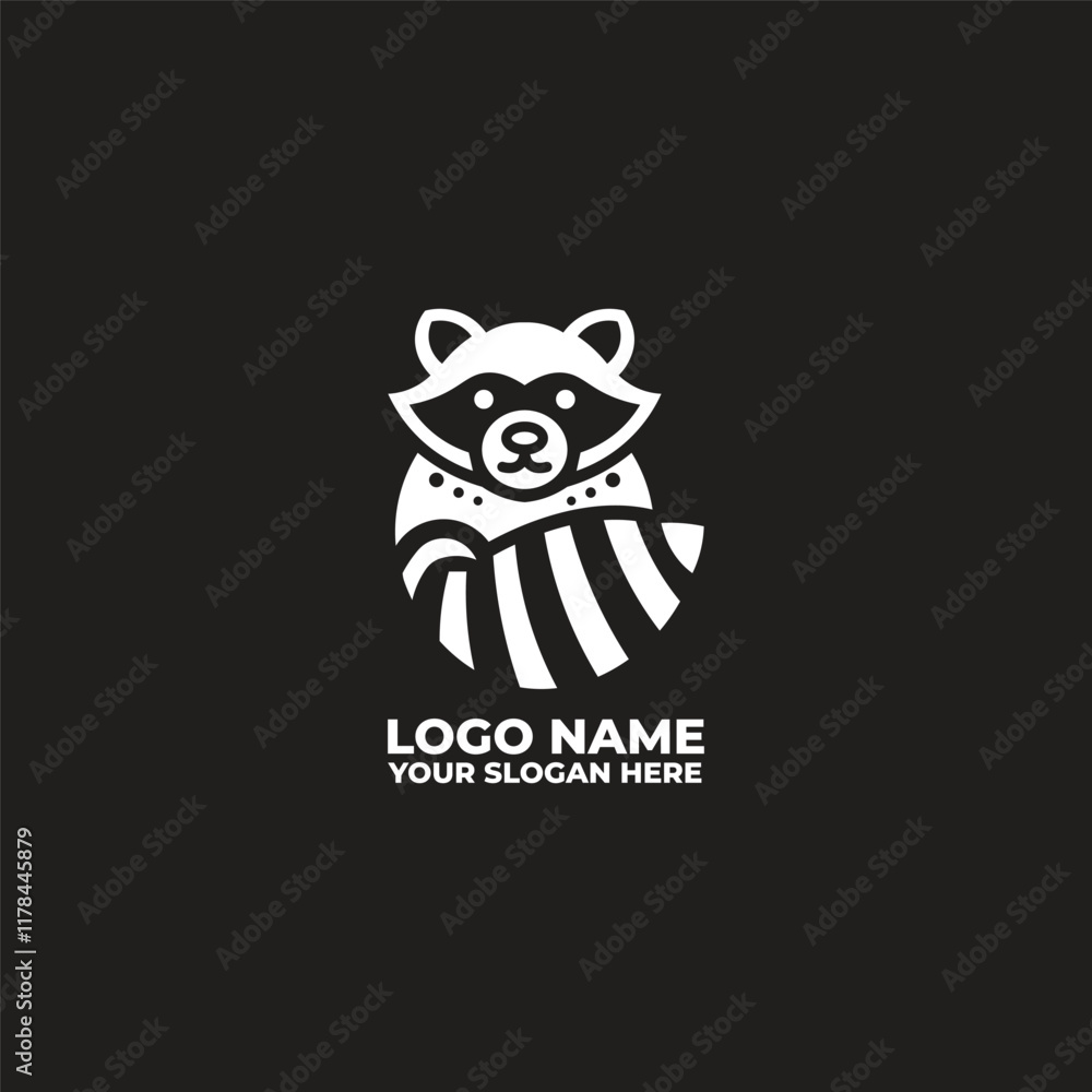 flat minimalist logo of a raccoon flat minimalist logo of a raccoon