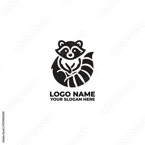 flat minimalist logo of a raccoon